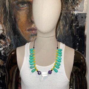 Hand made Turquoise and stone beaded necklace